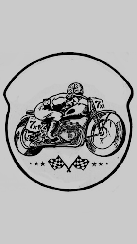 Last edit of the doodle, longer read fender, passenger pillion/ race fender pad, and Union Jack helmet to go with the finished triumph motor.... I like the final copy :D