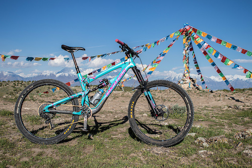 teal and pink bike