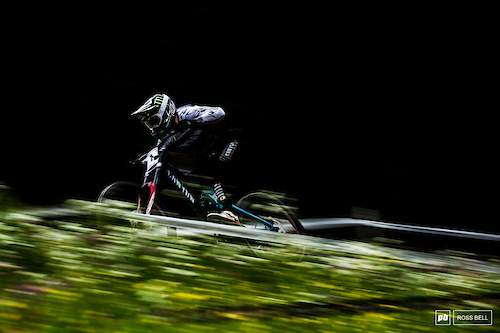 Troy Brosnan speeding through the alpine pastures in Leogang.
