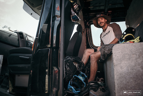 Eddie Masters calm and collected while living that van life in the pits