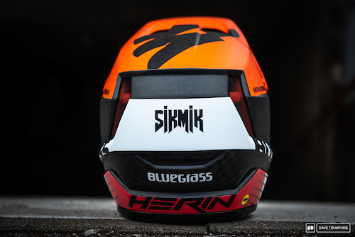 Mick Hannah's tribute helmet to the late great Italian DH racer Corrado Herin