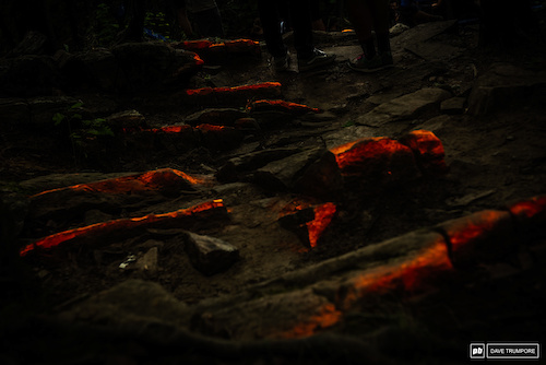 When you turn the exposure down to mimic what the riders see it becomes very clear why the rocks are painted orange