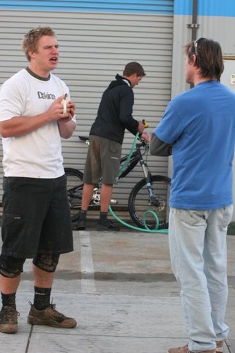 Working at the bike wash?