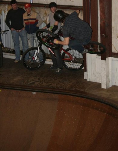 Justin sticking the tire tap on pillar