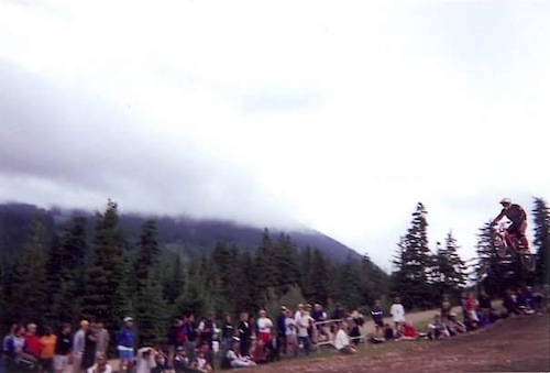 Whistler Joyride Bikercross 2000 — crazy 30mph+ 60-foot (lip to touch-down) jumps that were similar to Crabapple Hits.  Qualified #1 in pro, finished 6th after being snapped by beasts like Wade Boots.