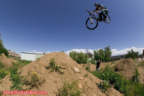 A Fort Collins local blasts his stock Specialized P1 into a mean toboggan on