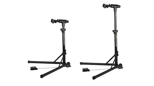 Claimed to be the world’s first lift-assisted foldable work stand, the Topeak Prepstand eUp features a foot-pedal-operated gas lift cartridge. It’s intended to provide 17 kg (37 lb) of lifting and lowering assistance for when working with e-bikes and other heavy things. In a sense, you can think of it as a massive dropper seatpost that, instead of holding a saddle, holds a bike. The stand itself is said to weigh 12 kg and has a maximum listed load rating of 35 kg (77 lb). Don’t want to lift your own bike? This stand will provide that privilege for US$950.