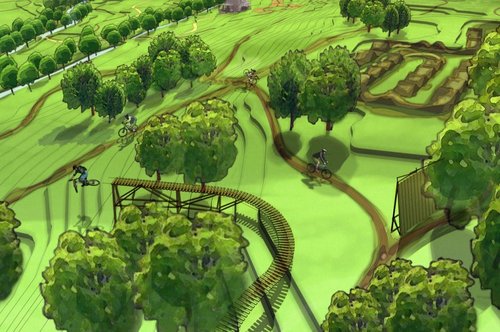 Conceptual drawing for the public Valmont Bike Park in Boulder, Colorado.