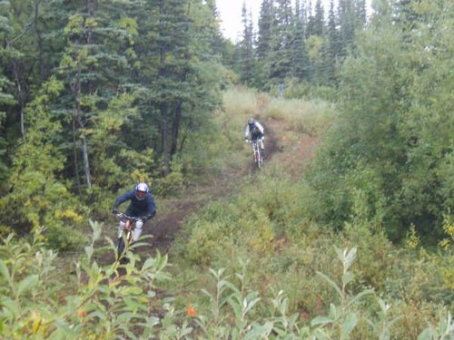 Clearing the course on a pre-run.