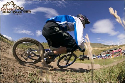 Note there is no chain on the bike. The chainless race down Silky Johnson was a crowd pleaser