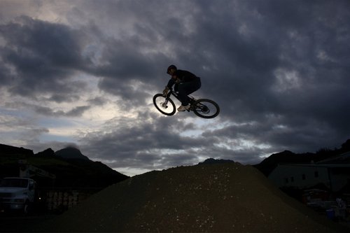 Vish jumping the new booter right before dark.