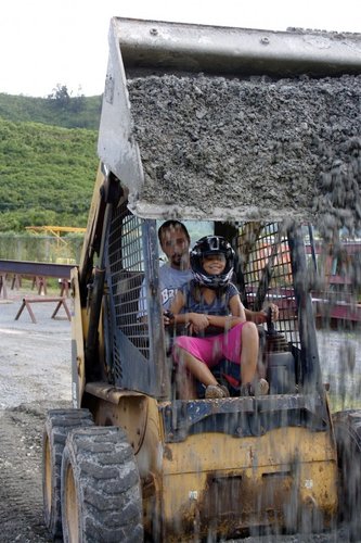 Ari and his daughter making the second jump.