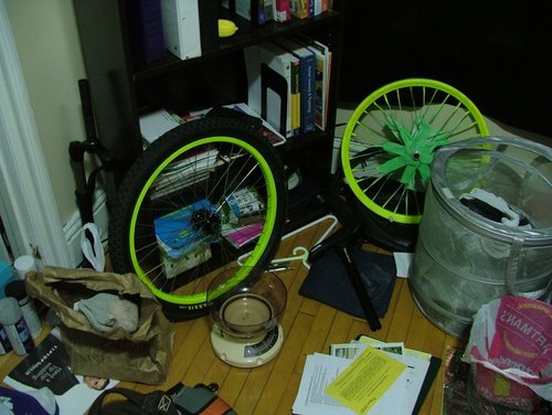 All my random parts hanging out in my room, this will be a bike eventually.
