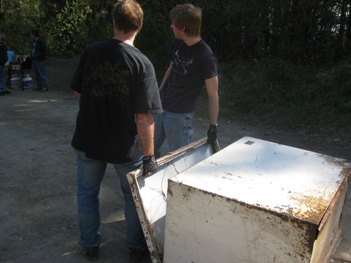 Just one of the many illegally dumped appliances being removed by VMTA volunteers.