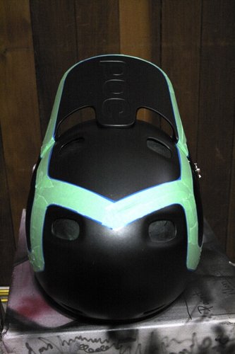 Sneak peaks at the POC helmet that is undergoing a custom Painthouse paint job.