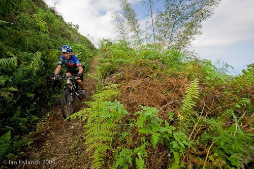 David Linehan of riding the trail down from Murphy Hill during the Jamaica Fat Tyre Festival