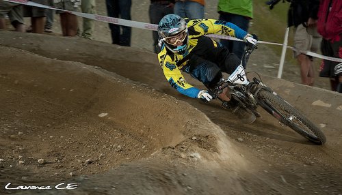Mick giving me the stare as he steams up the Dual Slalom - Laurence CE - www.laurence-ce.com