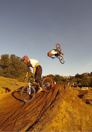 Backflip sequence, photoshop killed the first shot, it would have been three. Gopro pic.
