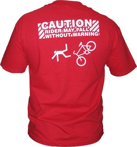 Caution rider may fall without warning-Back-Red