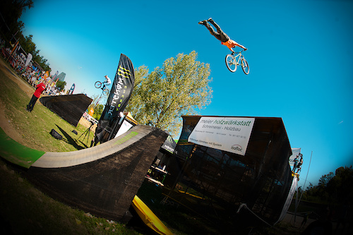 Szymon Godziek with his Dartmoor Cody takes second place during Monster Energy Slopestyle contest at the Bikefestival in Basel. Photo by Kuba Konwent - http://konwent.fotolog.pl/.