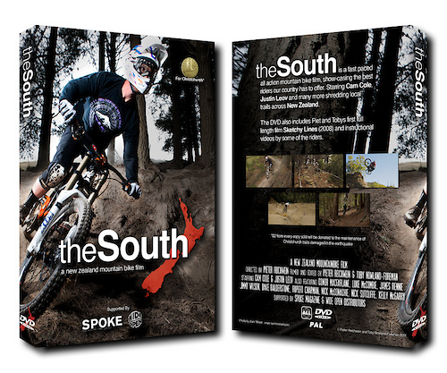 "The South" New Zealand mountain bike DVD by Pieter Reichwein and Toby Nowland-Foreman. Cover photo by Sam Minnell.