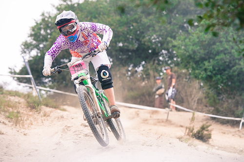 Holly Feniak is racing against the big girls this year, and she's starting it off right. First Sea Otter DH, and first Sea Otter DH podium, 5th place.