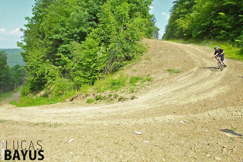 Come out the steep chute and down a fire road.  Depending on where they tape the course... perhaps a sneaky inside line?