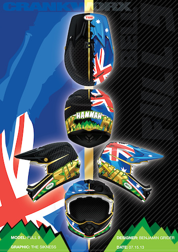 Half raw carbon - half Aussie flag and just a little bit o' bling for the king. The raw side is the sickness taking over. Go Mick...