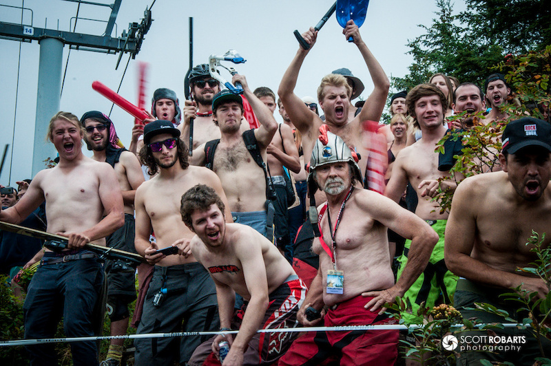 Hecklers Rock - was the dude in the conquistador helmet and 'volunteer' badge a marshall? Canadian Open Downhill - Crankworx 2013