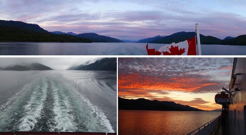 We started our 9000km road trip all the way from Vancouver to the Northern Yukon and back to Vancouver by taking the Inside Passage ferry from Northern Vancouver Island Port Hardy to Prince Rupert. We got lucky with some fantastic weather and light shows at sunset