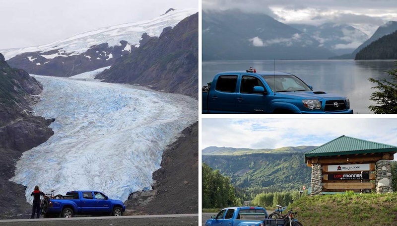 Our 9000km road trip continued as we drove the Stewart - Cassiar Highway from Kitwanga northwards. Bear Glacier in Stewart the mighty Skeena river and the Bell2 Lodge in the middle of nowhere