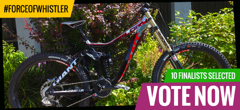 Vote for the best photo out of the 10 finalists at - http://bike.whistlerblackcomb.com/force-of-nature/index.aspx
Winner will receive a brand new custom Whistler Mountain Bike Park GIANT Glory 0 bike.