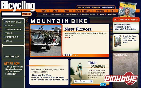 Mountainbike.com screenshot for news.