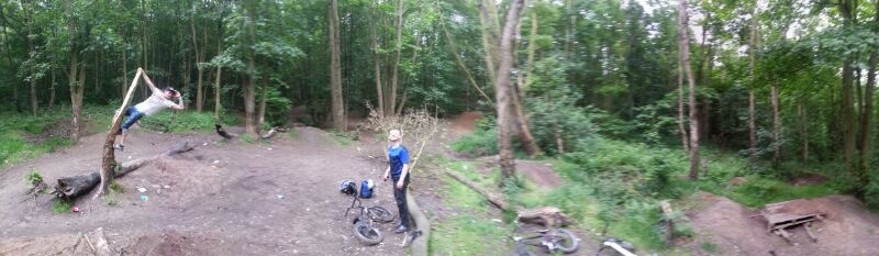 A Panorama of the little dirt jump area at Bestwood!