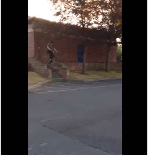 9 stair drop from a few months back on my bmx , bad quality photo