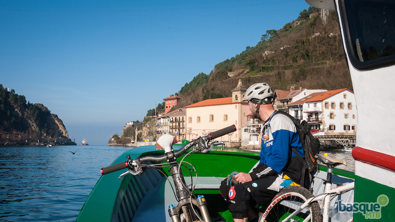 Getting a little help from the boat on the Basque Coast.