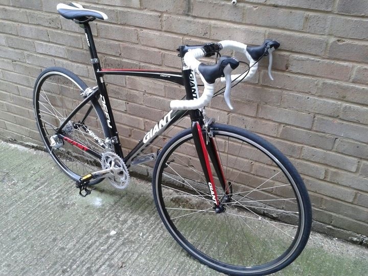My first [modern] road bike. Giant Defy. If I ever can afford a carbon road bike, it'll be the Defy Composite.