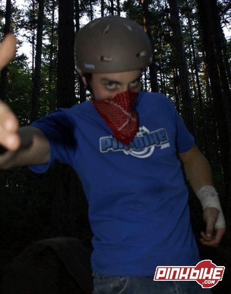 Rockin the PB colors and his Bern lid.