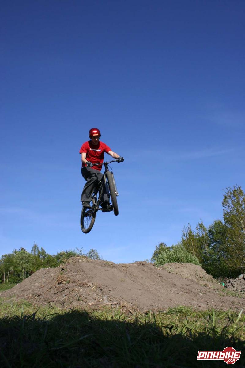 Alex at my dirt park this summer. The first session after the build.