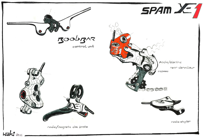 Leaked S.P.A.M XE1 electronic group material. Drivetrain brakes and Boo b bar control unit