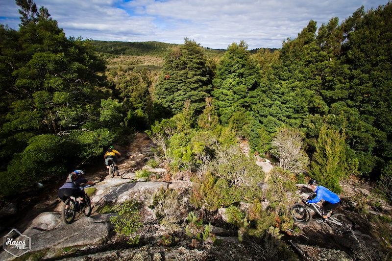 Descending granite boulders in the north eastern region of Tasmania in preparation for the 11km descent ahead of us.