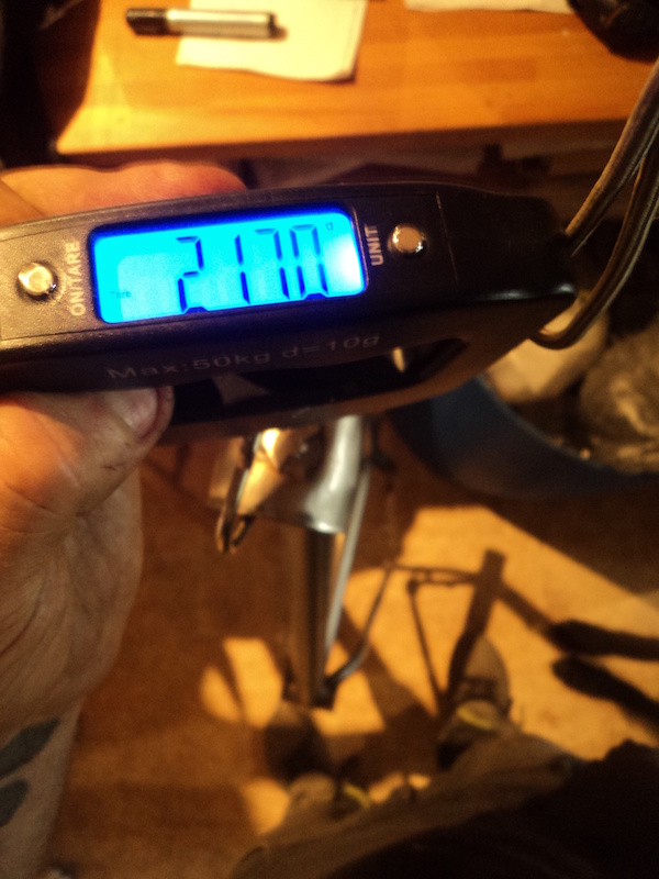 finished weight of 2170, or 4.8lbs :)  not bad for a large sized steel frame