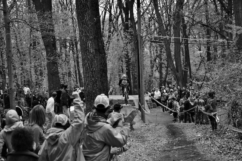 Riders who opted for the Road Gap had about 4 seconds to get ready for it after landing the Bunker. Those who did go for it were rewarded with a massive cheer from the hundreds of spectators lining Duryea Drive in anticipation of high flying action. photo by Brice Shirbach