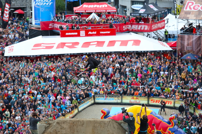 Martin goes for the win at Red Bull Joyride in 2013 but ended 2/nd and a broken Tib/ Fib