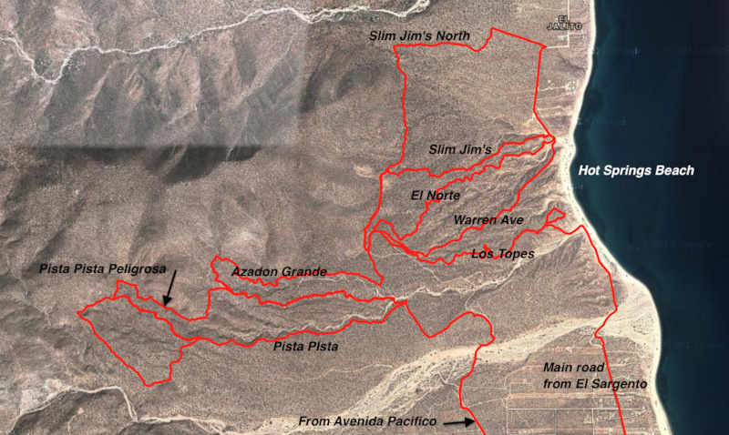 Trail map La Ventana / El Sargento, Baja.