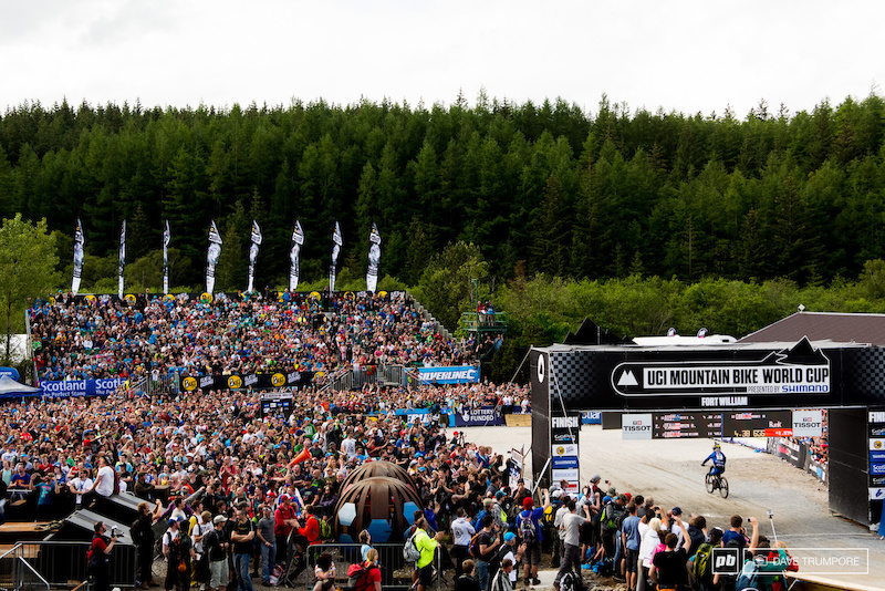Second to last rider and the final hope for a British gold medal Danny Hart sees red as he crosses the line.