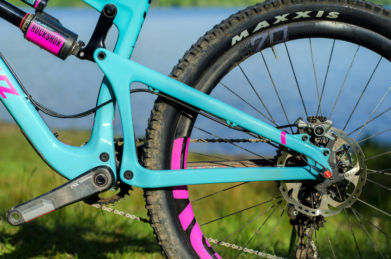 teal and pink bike