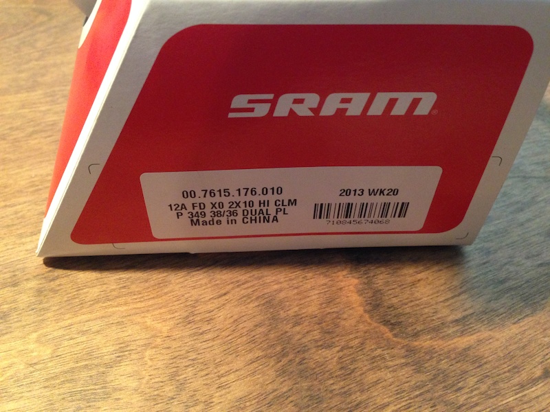 2014 SRAM X.0 2 x 10 38/36t Hi Clamp 34.9mm Dual Pull Front Derai