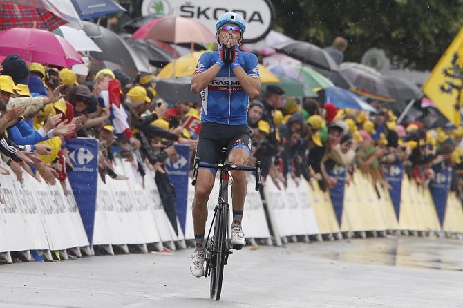 Ramunas Navardauskas (Garmin-Sharp) celebrates his team's first stage win of the Tour ... 

Photo credit © Bettini Photo