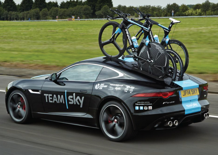 The unique F-TYPE concept car is based on the F-TYPE R Coupé was supplied on stage 20, which saw the riders tackle a 54km race against the clock between Bergerac and Périgueux.

The unique F-TYPE features a new racking solution which can carry two Pinarello Bolide TT bikes, and a separate electric supply in the boot which powers the radios, amplifiers, microphones, horns and televisions which will enable communication between our Sports Directors and the riders.